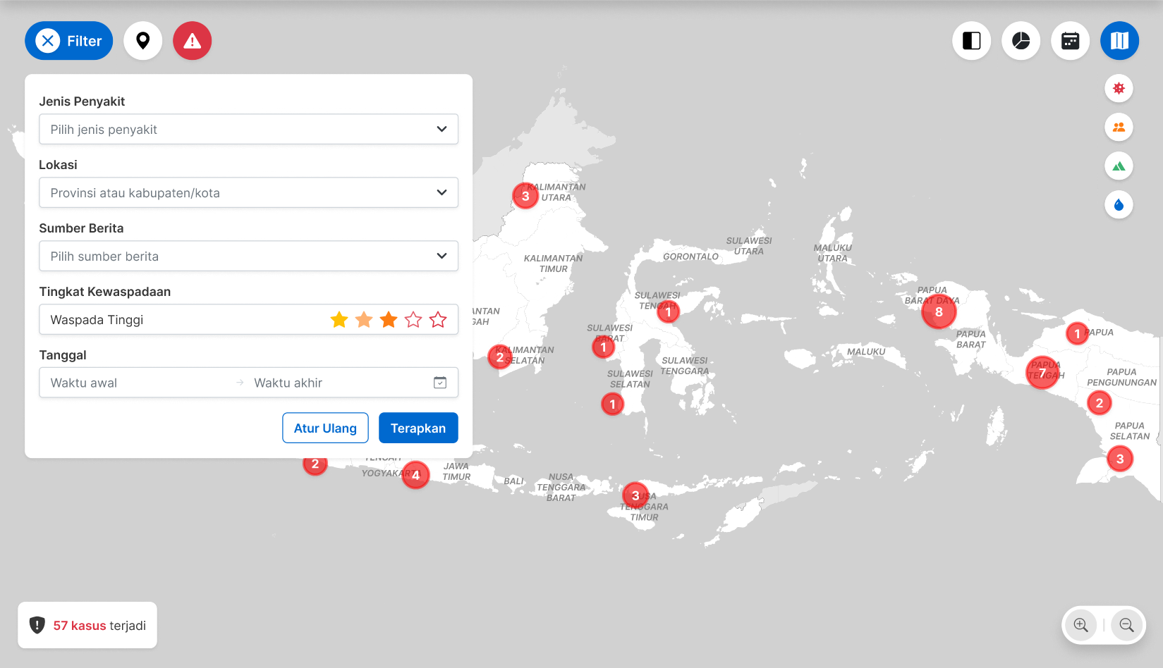 Pencarian berdasarkan tingkat kewaspadaan